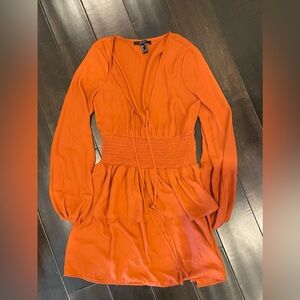 Forever 21 Orange Long-Sleeve Dress size small